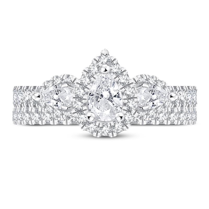 Main Image 3 of Diamond Bridal Set 2 ct tw Pear-shaped/Round-cut 14K White Gold