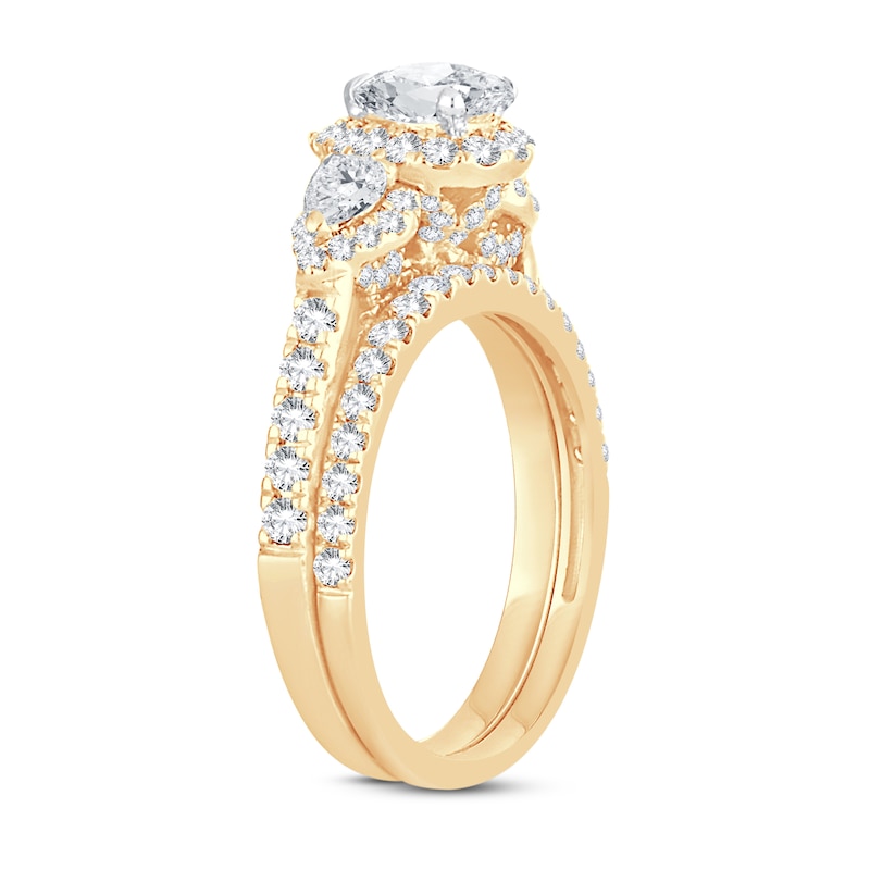 Diamond Bridal Set 2 ct tw Pear-shaped/Round-cut 14K Yellow Gold