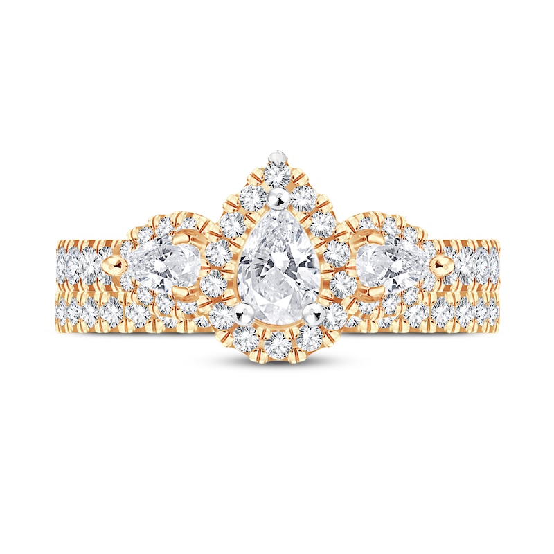 Diamond Bridal Set 2 ct tw Pear-shaped/Round-cut 14K Yellow Gold