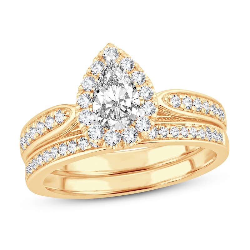 Main Image 1 of Diamond Bridal Set 1 ct tw Pear-shaped/Round-cut 14K Yellow Gold