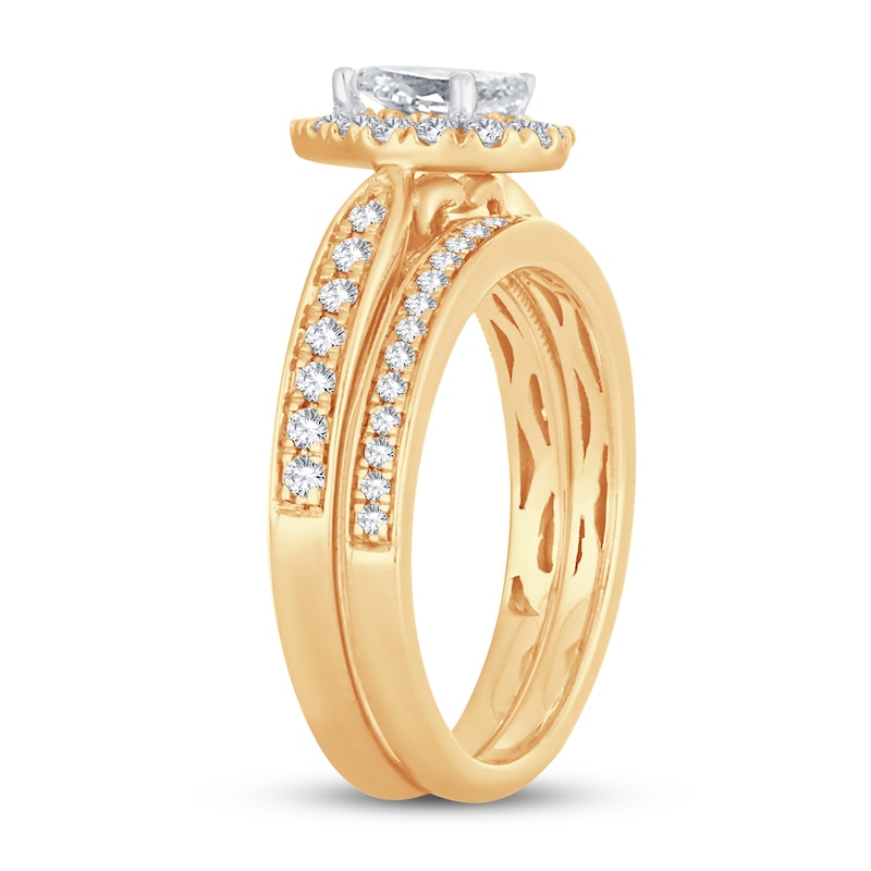 Main Image 2 of Diamond Bridal Set 1 ct tw Pear-shaped/Round-cut 14K Yellow Gold