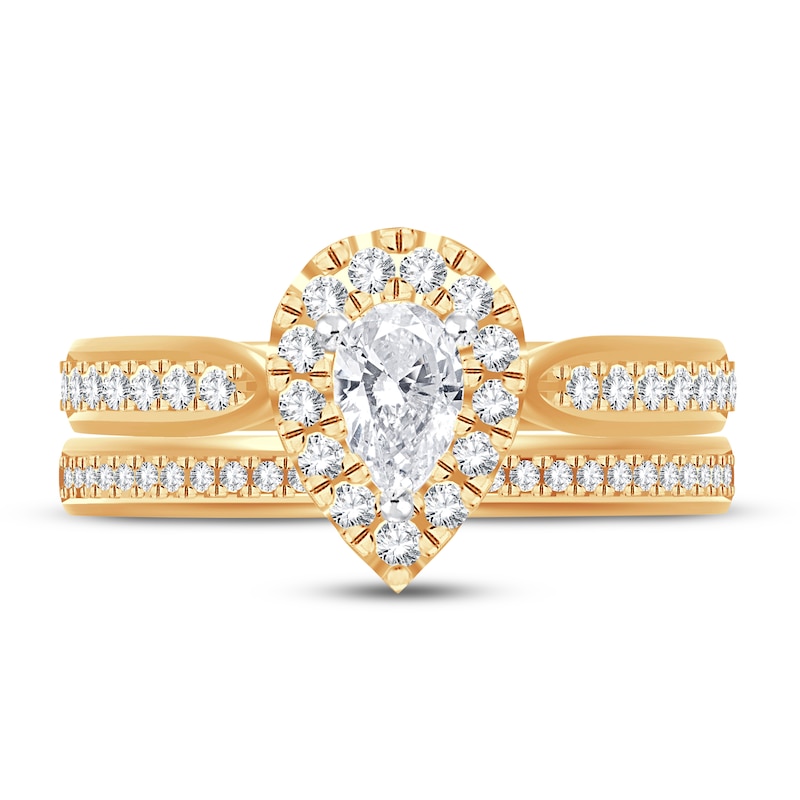 Main Image 3 of Diamond Bridal Set 1 ct tw Pear-shaped/Round-cut 14K Yellow Gold
