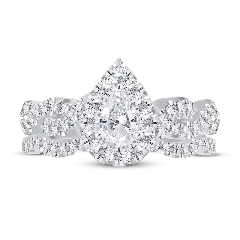Main Image 3 of Diamond Bridal Set 1 ct tw Pear-shaped/Round-cut 14K White Gold