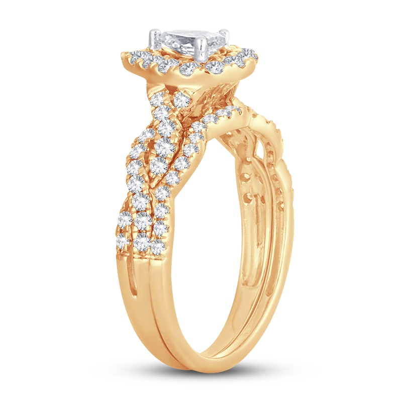 Main Image 2 of Diamond Bridal Set 1 ct tw Pear-shaped/Round-cut 14K Yellow Gold