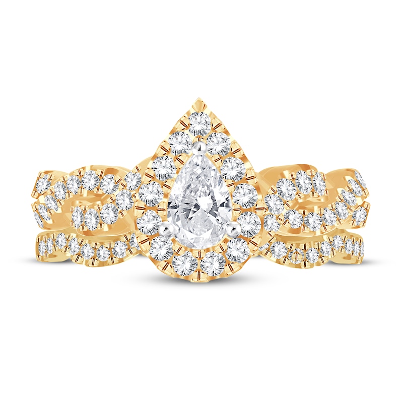 Main Image 3 of Diamond Bridal Set 1 ct tw Pear-shaped/Round-cut 14K Yellow Gold