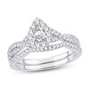 Thumbnail Image 1 of Diamond Bridal Set 3/4 ct tw Pear-shaped/Round-cut 14K White Gold