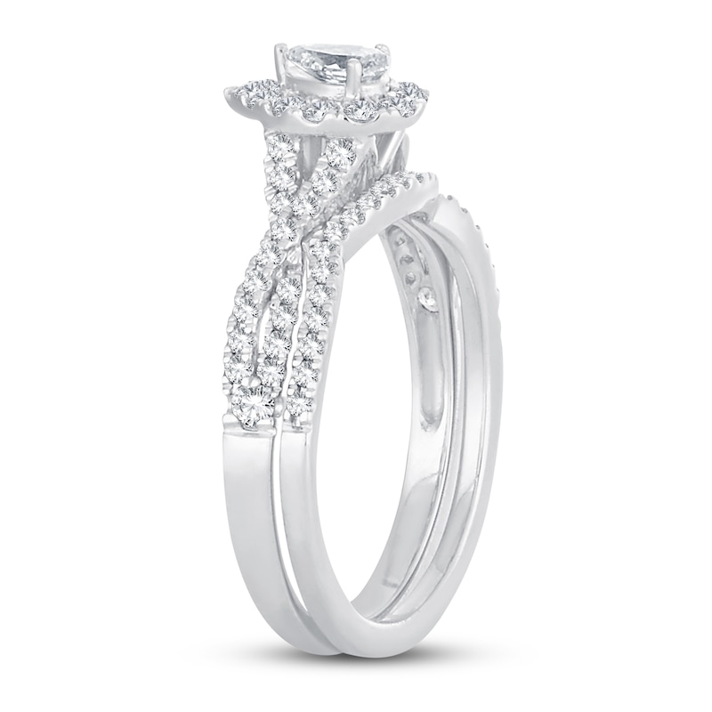 Main Image 2 of Diamond Bridal Set 3/4 ct tw Pear-shaped/Round-cut 14K White Gold