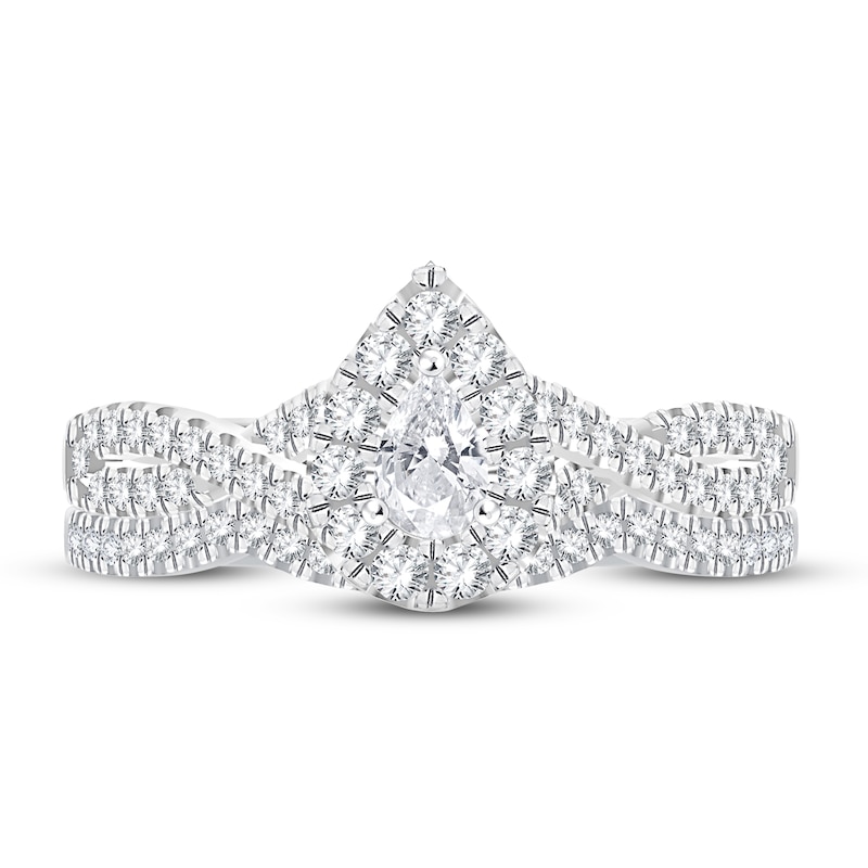 Main Image 3 of Diamond Bridal Set 3/4 ct tw Pear-shaped/Round-cut 14K White Gold