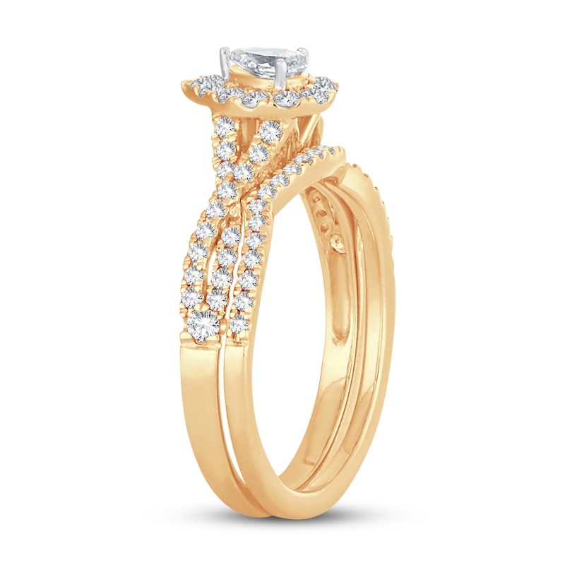 Diamond Bridal Set 3/4 ct tw Pear-shaped/Round-cut 14K Yellow Gold