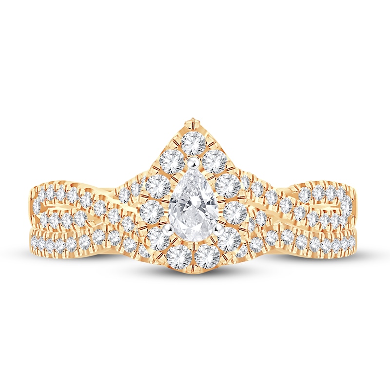 Diamond Bridal Set 3/4 ct tw Pear-shaped/Round-cut 14K Yellow Gold