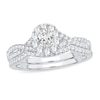 Thumbnail Image 1 of Diamond Bridal Set 3/4 ct tw Oval/Round-cut 14K White Gold