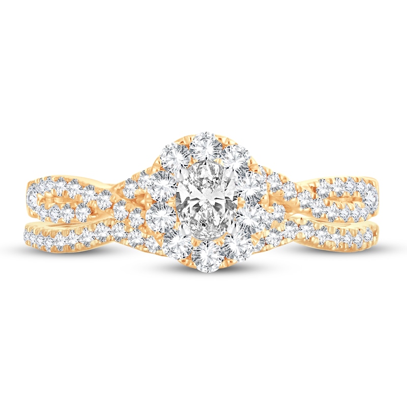 Main Image 3 of Diamond Bridal Set 3/4 ct tw Oval/Round-cut 14K Yellow Gold