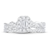 Thumbnail Image 3 of Diamond Bridal Set 1 ct tw Emerald/Round-cut 14K White Gold