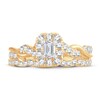 Thumbnail Image 3 of Diamond Bridal Set 1 ct tw Emerald/Round-cut 14K Yellow Gold