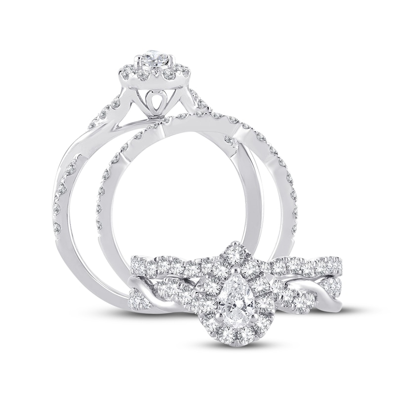 Diamond Bridal Set 1 ct tw Pear-shaped/Round-cut 14K White Gold