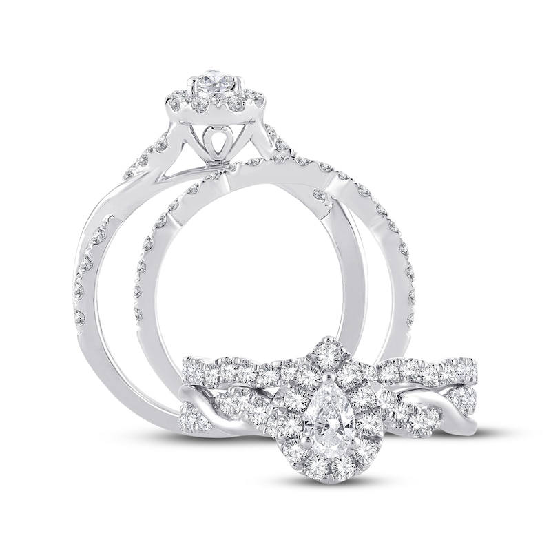 Main Image 3 of Diamond Bridal Set 1 ct tw Pear-shaped/Round-cut 14K White Gold