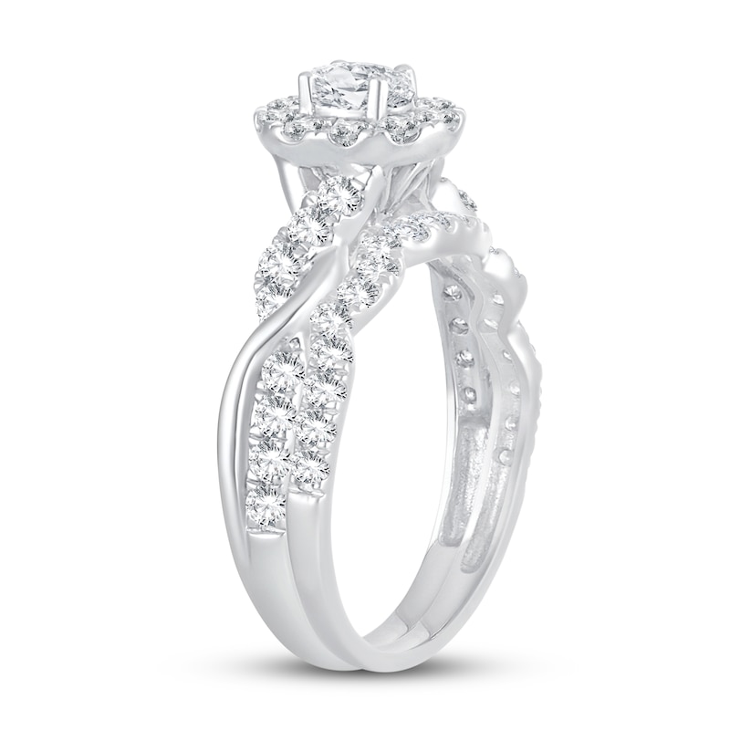 Diamond Bridal Set 1 ct tw Oval/Round-cut 14K White Gold