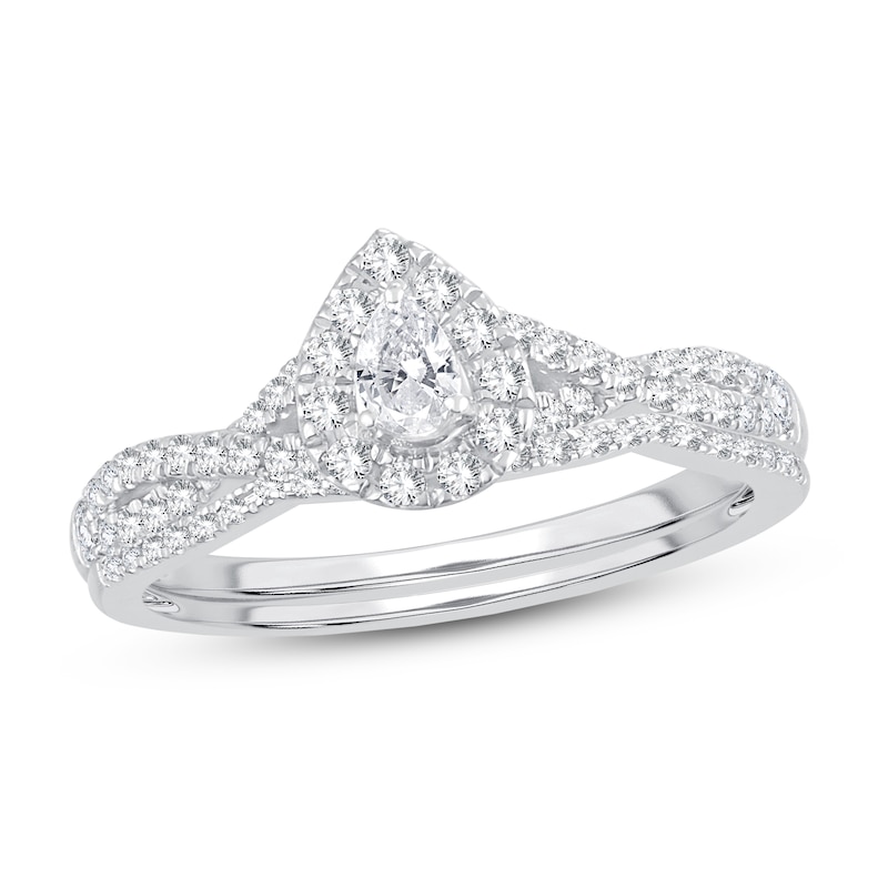 Main Image 1 of Diamond Bridal Set 1/2 ct tw Pear-shapedRound-cut 14K White Gold