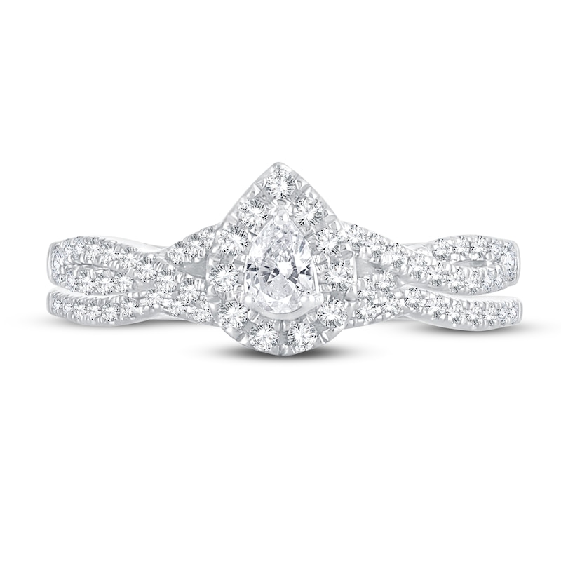 Main Image 3 of Diamond Bridal Set 1/2 ct tw Pear-shapedRound-cut 14K White Gold