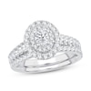 Thumbnail Image 1 of Diamond Bridal Set 1-1/5 ct tw Oval/Round-cut 14K White Gold
