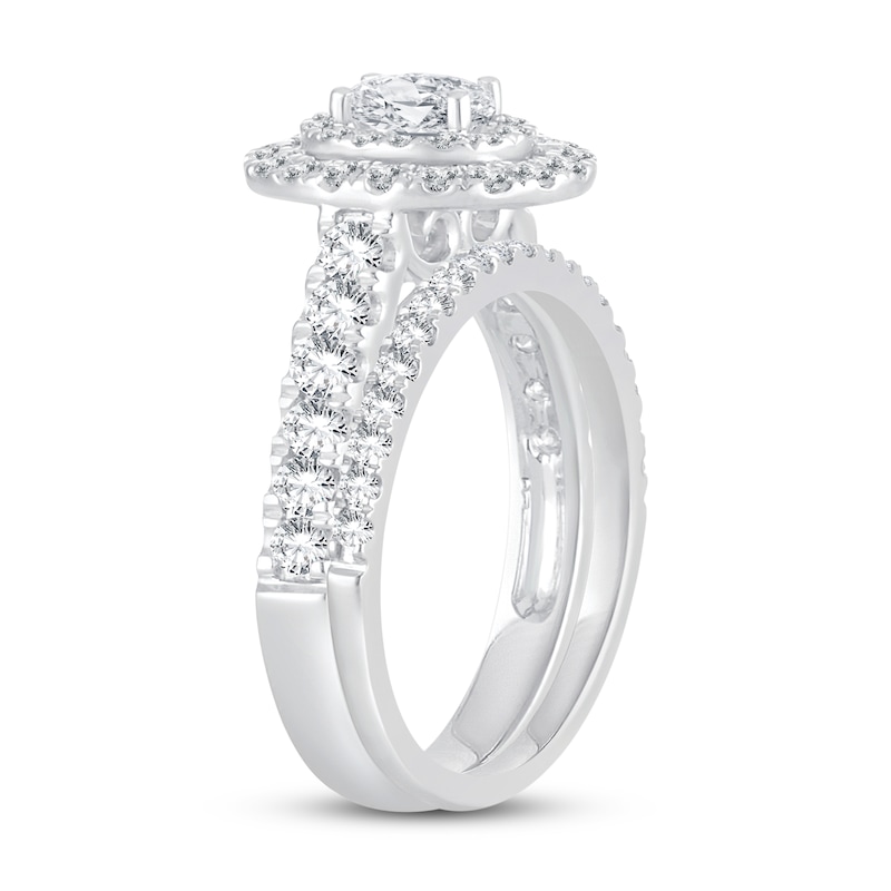 Main Image 2 of Diamond Bridal Set 1-1/5 ct tw Oval/Round-cut 14K White Gold