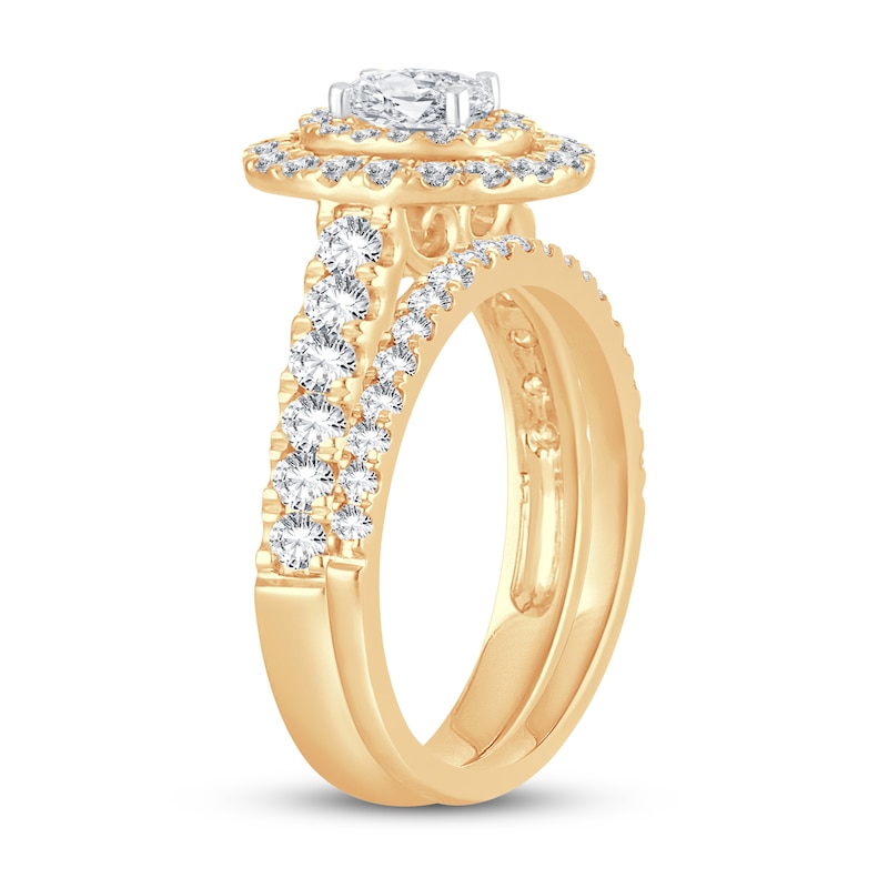 Main Image 2 of Diamond Bridal Set 1-1/5 ct tw Oval/Round-cut 14K Yellow Gold