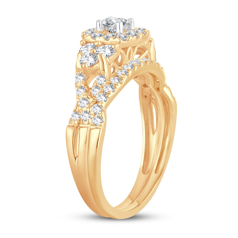 Main Image 2 of Diamond Bridal Set 1 ct tw Round-cut 14K Yellow Gold