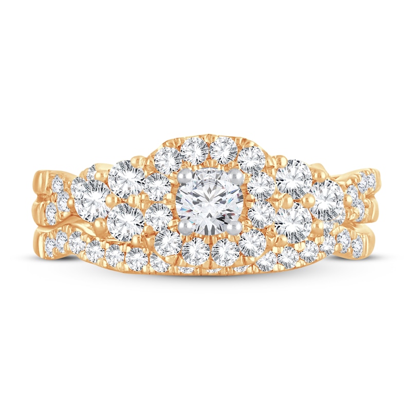 Main Image 3 of Diamond Bridal Set 1 ct tw Round-cut 14K Yellow Gold