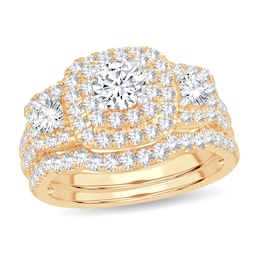 Diamond Bridal Set 2 ct tw Round-cut 14K Yellow Gold