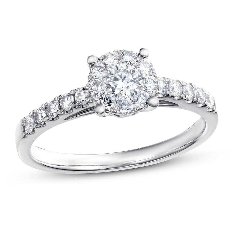 Diamond Engagement Ring 3/4 ct tw Round-cut 14K White Gold