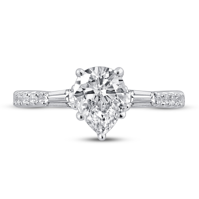 Pnina Tornai It's Raining Love Diamond Engagement Ring 1-3/8 ct tw Pear-shaped/Baguette/Round 14K White Gold