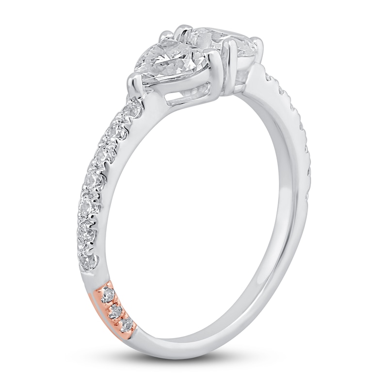 Pnina Tornai Two Hearts as One Diamond Engagement Ring 1-1/4 ct tw Heart/Round 14K White Gold