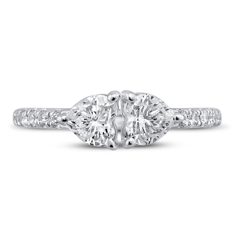 Pnina Tornai Two Hearts as One Diamond Engagement Ring 1-1/4 ct tw Heart/Round 14K White Gold