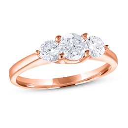 Diamond 3-Stone Ring 1 ct tw Round 14K Rose Gold