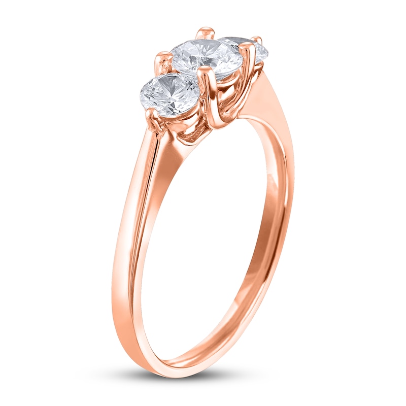 Main Image 2 of Diamond 3-Stone Ring 1 ct tw Round 14K Rose Gold