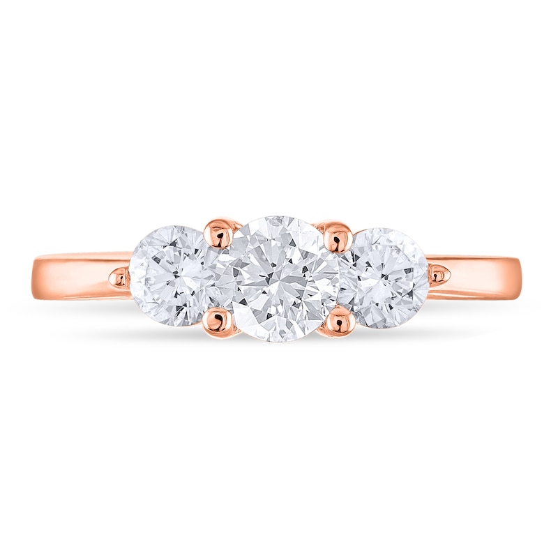Main Image 3 of Diamond 3-Stone Ring 1 ct tw Round 14K Rose Gold