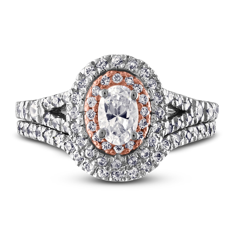 Main Image 3 of Diamond Bridal Set 1ct tw Round/Oval 14K Two-Tone Gold