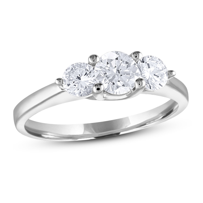 Main Image 1 of Diamond 3-Stone Ring 1 ct tw Round 14K White Gold