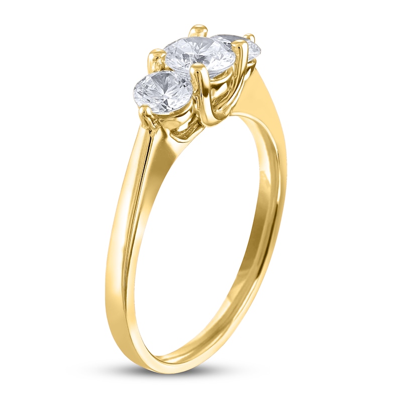 Main Image 2 of Diamond 3-Stone Ring 1 ct tw Round 14K Yellow Gold