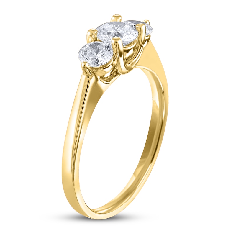 Diamond 3-Stone Ring 1 ct tw Round 14K Yellow Gold