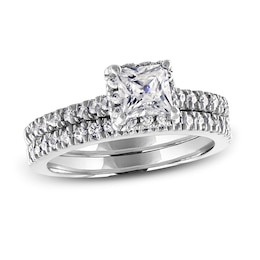 Diamond Bridal Set 1-5/8 ct tw Round/Princess 14K White Gold