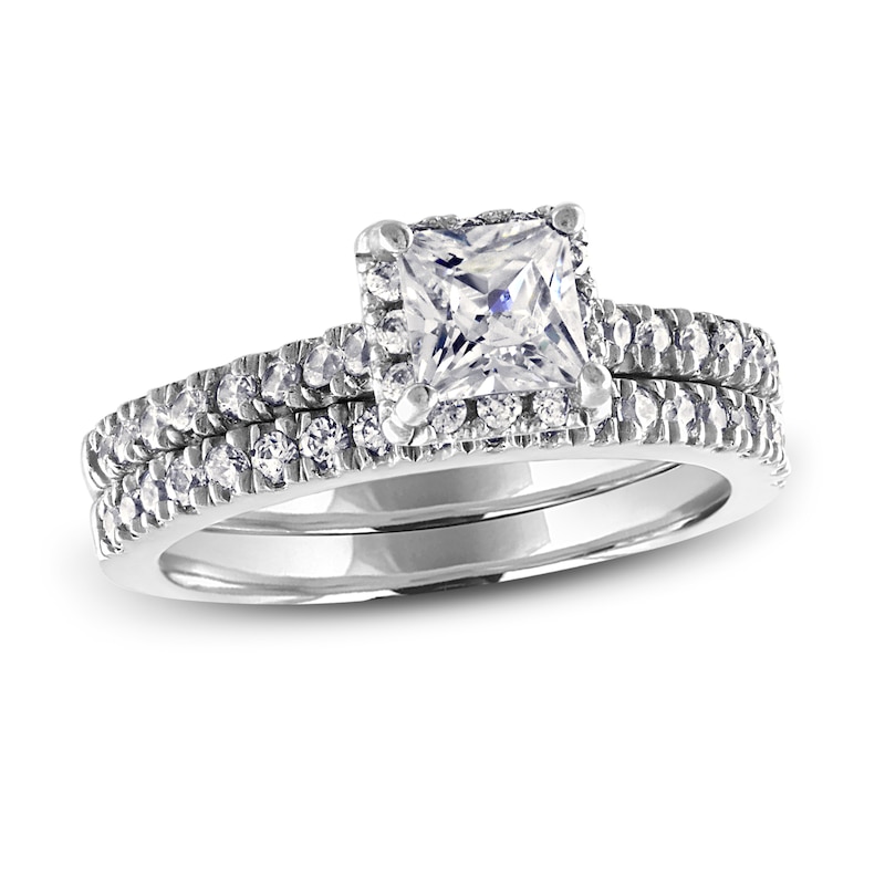 Main Image 1 of Diamond Bridal Set 1-5/8 ct tw Round/Princess 14K White Gold
