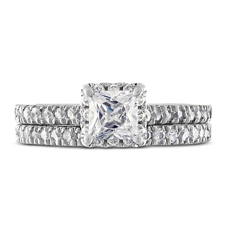 Main Image 3 of Diamond Bridal Set 1-5/8 ct tw Round/Princess 14K White Gold