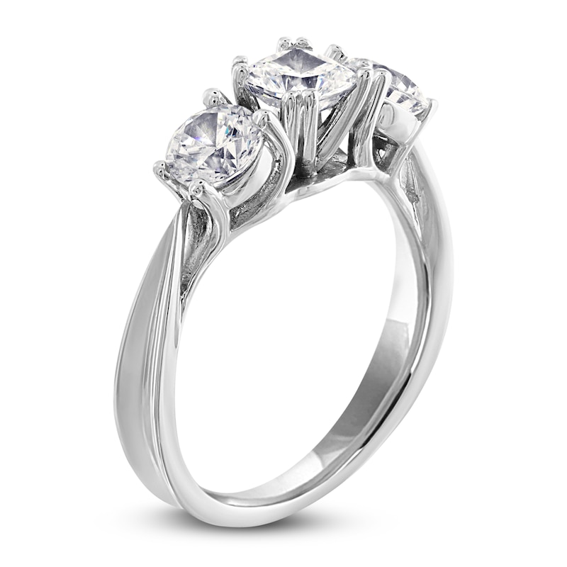 Main Image 2 of Diamond 3-Stone Ring 2 ct tw Cushion/Round 14K White Gold
