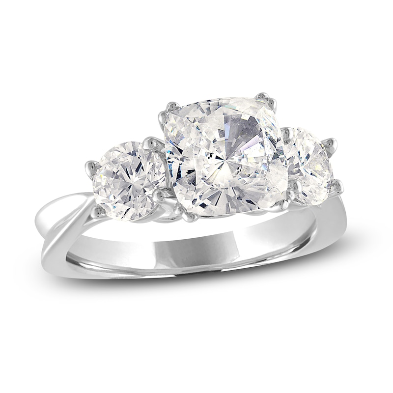 Main Image 1 of Diamond Ring 3 ct tw Cushion/Round 14K White Gold