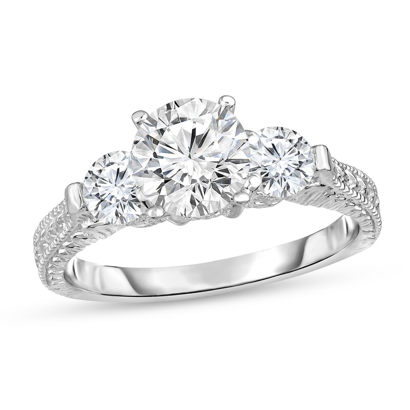 Diamond 3-Stone Ring 1 ct tw Round 14K White Gold