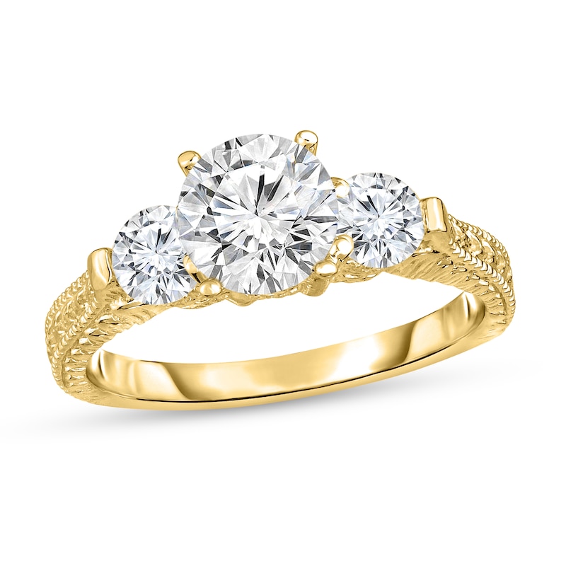 Main Image 1 of Diamond 3-Stone Ring 1 ct tw Round 14K Yellow Gold