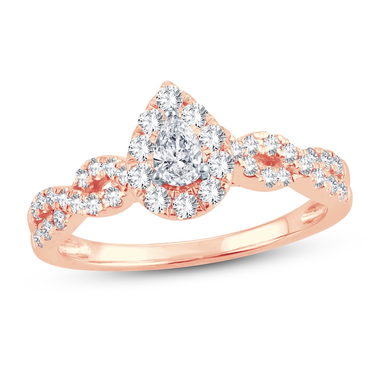 Diamond Ring 1/2 ct tw Pear-shaped 14K Rose Gold