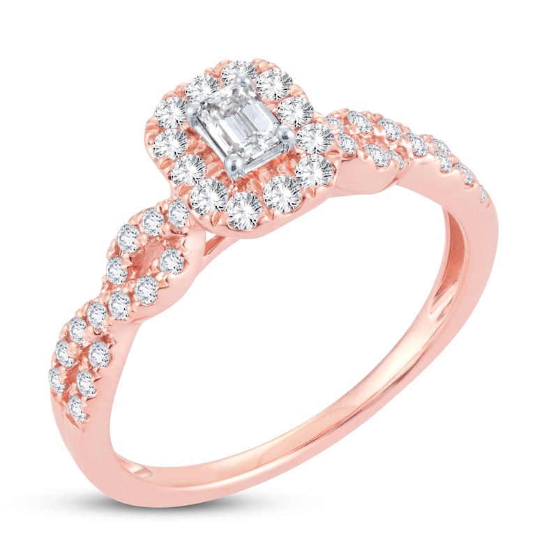 Diamond Ring 1/ ct tw Emerald-cut 14K Rose Gold