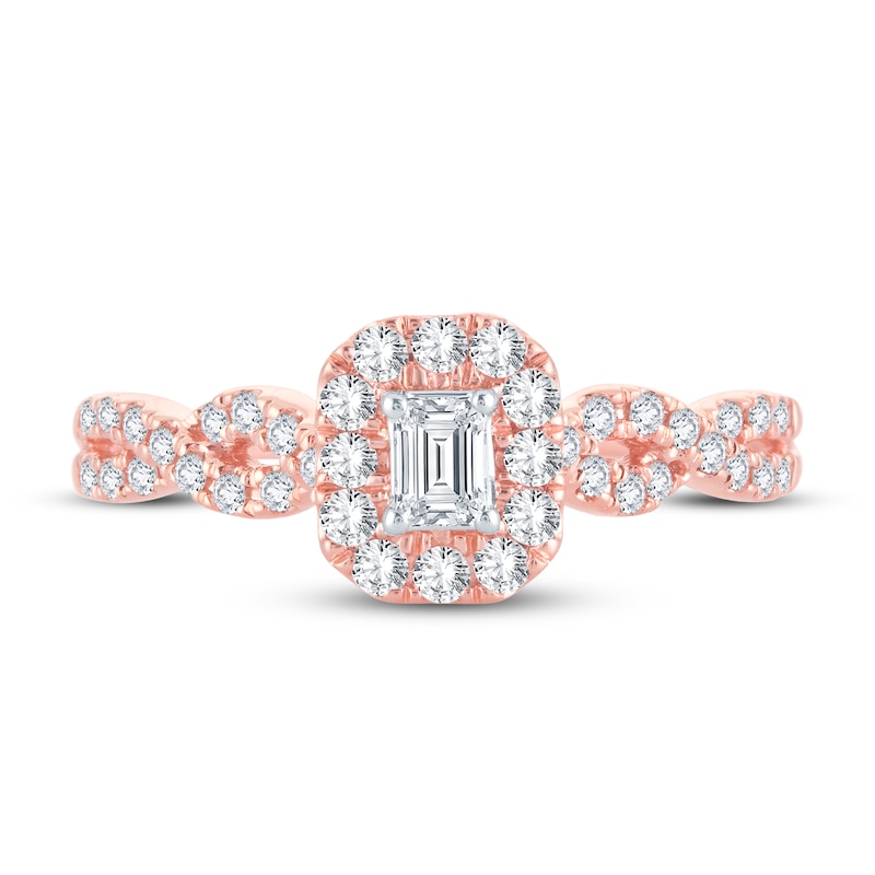 Main Image 3 of Diamond Ring 1/2 ct tw Emerald-cut 14K Rose Gold